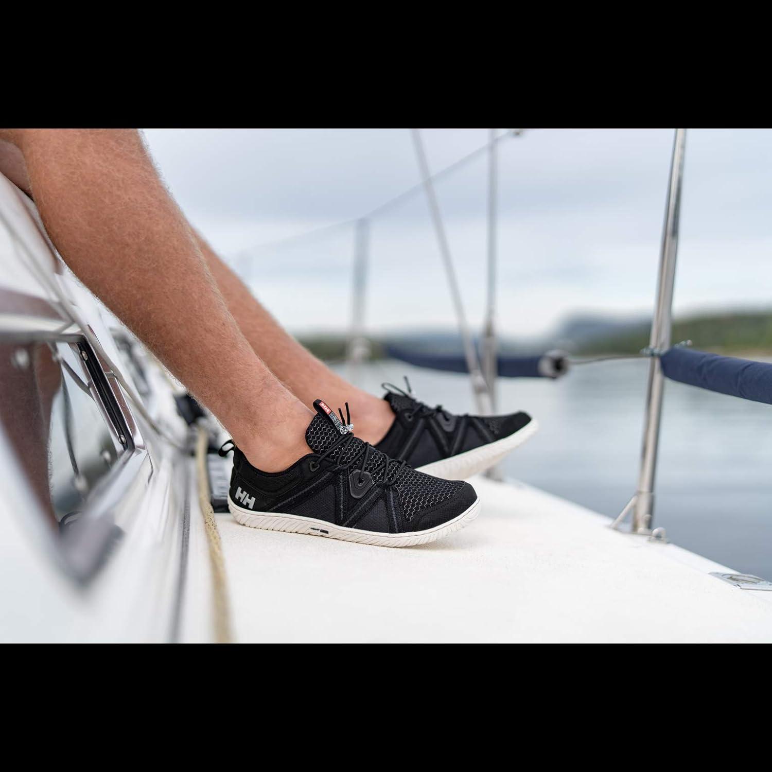 imageHellyHansen Ahiga V4 HP Boat Shoes for Men Breathable Lightweight and HardWearing Textile with EVA Cushion Midsole and Rubber Traction OutsoleBlack Off White Silver