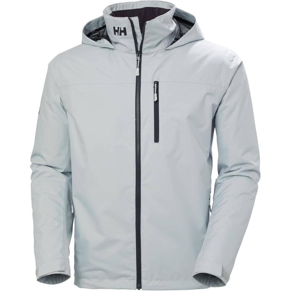 imageHellyHansen Mens Crew Hooded Waterproof Sailing Jacket853 Grey Fog