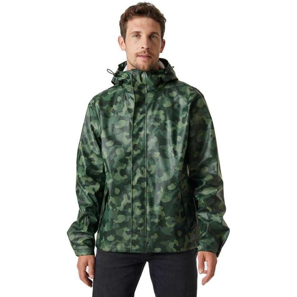 imageHellyHansen mens Moss Hooded Waterproof Windproof Raincoat Jacket476 Spruce Aop