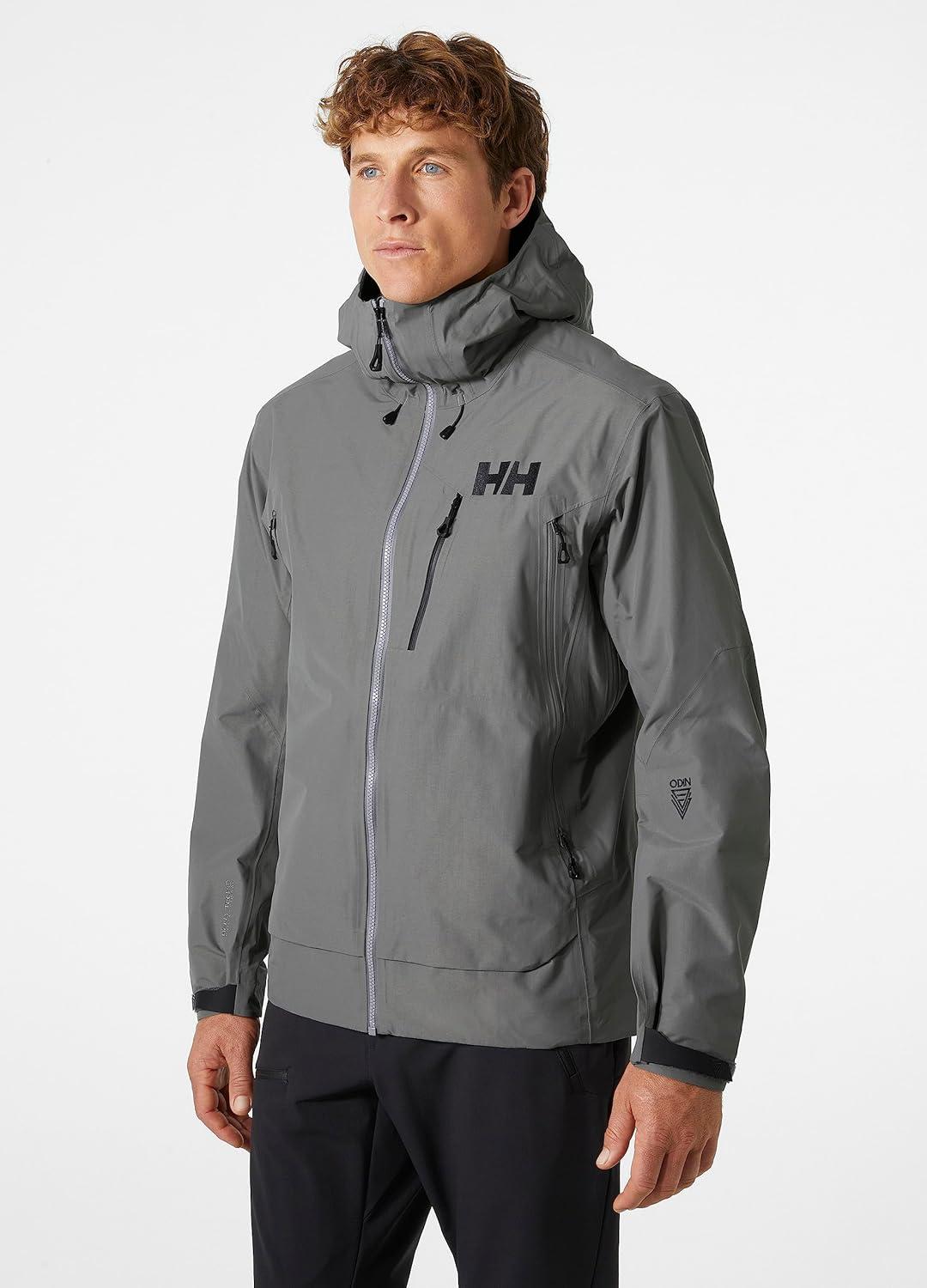 imageHellyHansen Odin 9 Worlds 30 Shell Jacket Mens Waterproof Windproof Breathable Helmet Compatible Recycled Material876 Concrete