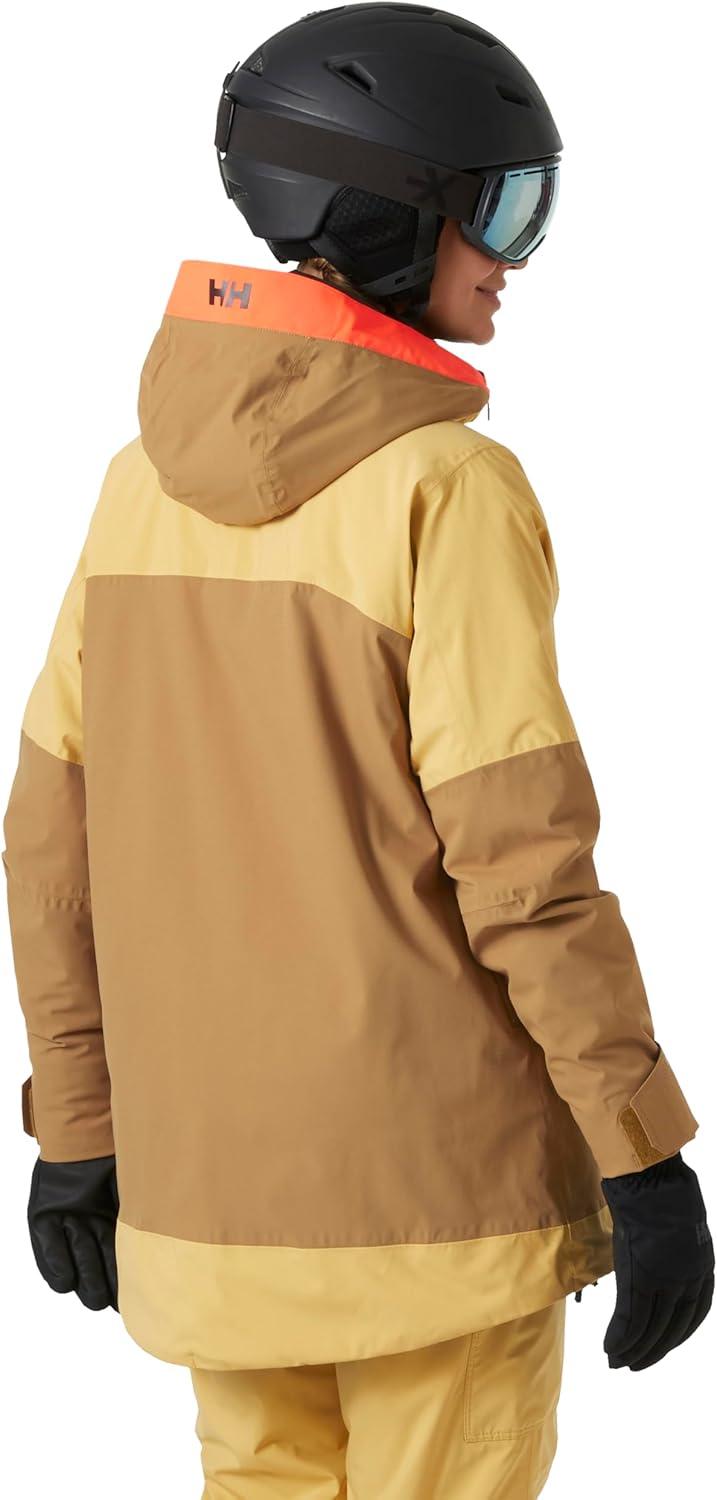 imageHellyHansen Powchaser Asym Jacket Womens Waterproof Skiing Jacket with Neon Details PrimaLoft Insulation389 Sand