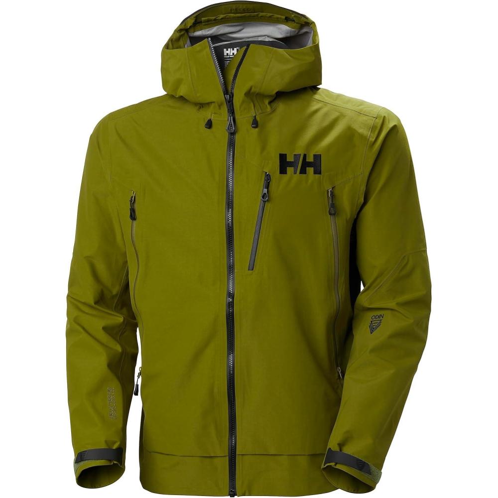 imageHellyHansen Odin 9 Worlds 30 Shell Jacket Mens Waterproof Windproof Breathable Helmet Compatible Recycled Material461 Olive Green
