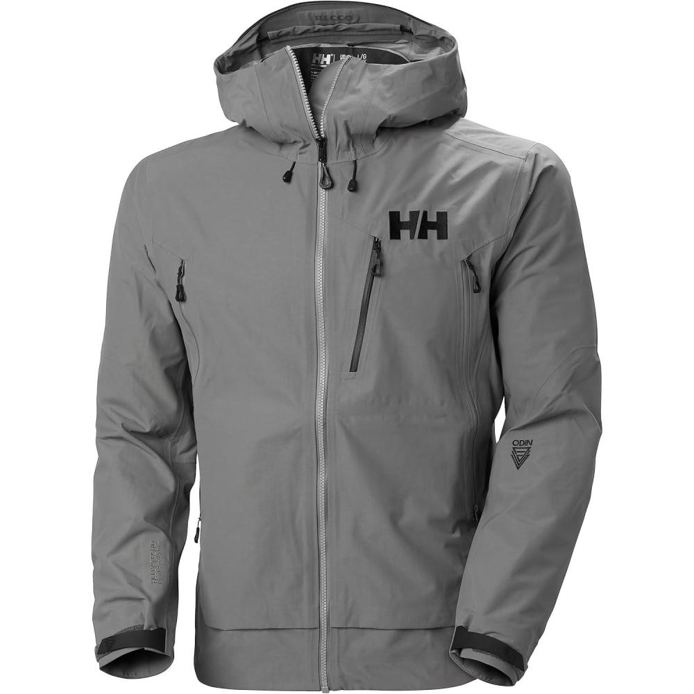 imageHellyHansen Odin 9 Worlds 30 Shell Jacket Mens Waterproof Windproof Breathable Helmet Compatible Recycled Material876 Concrete