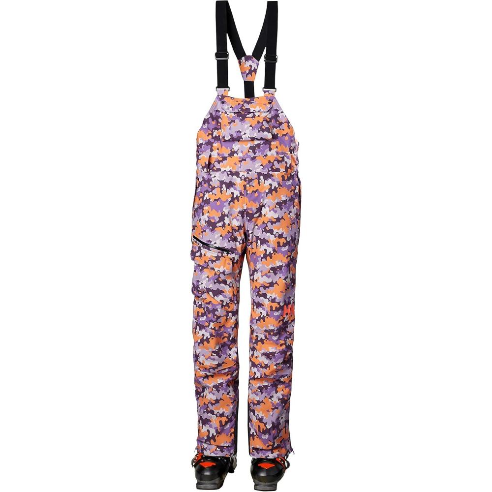 imageHellyHansen Powderqueen Bib Pant  Womens Snow Pant for Skiing Waterproof Insulated Winter Gear683 Crushed Grape Camo