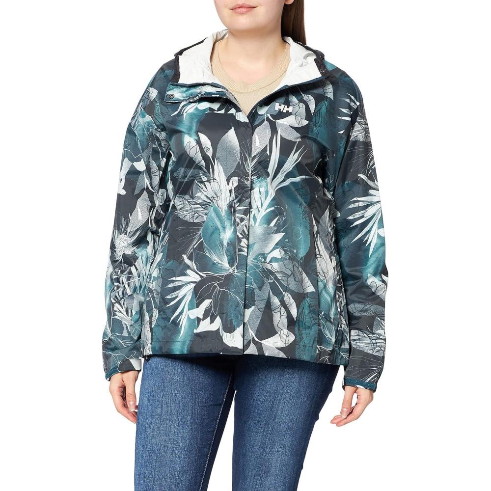 imageHellyHansen Womens Loke Waterproof Shell Jacket436 Midnight Green Esra Print