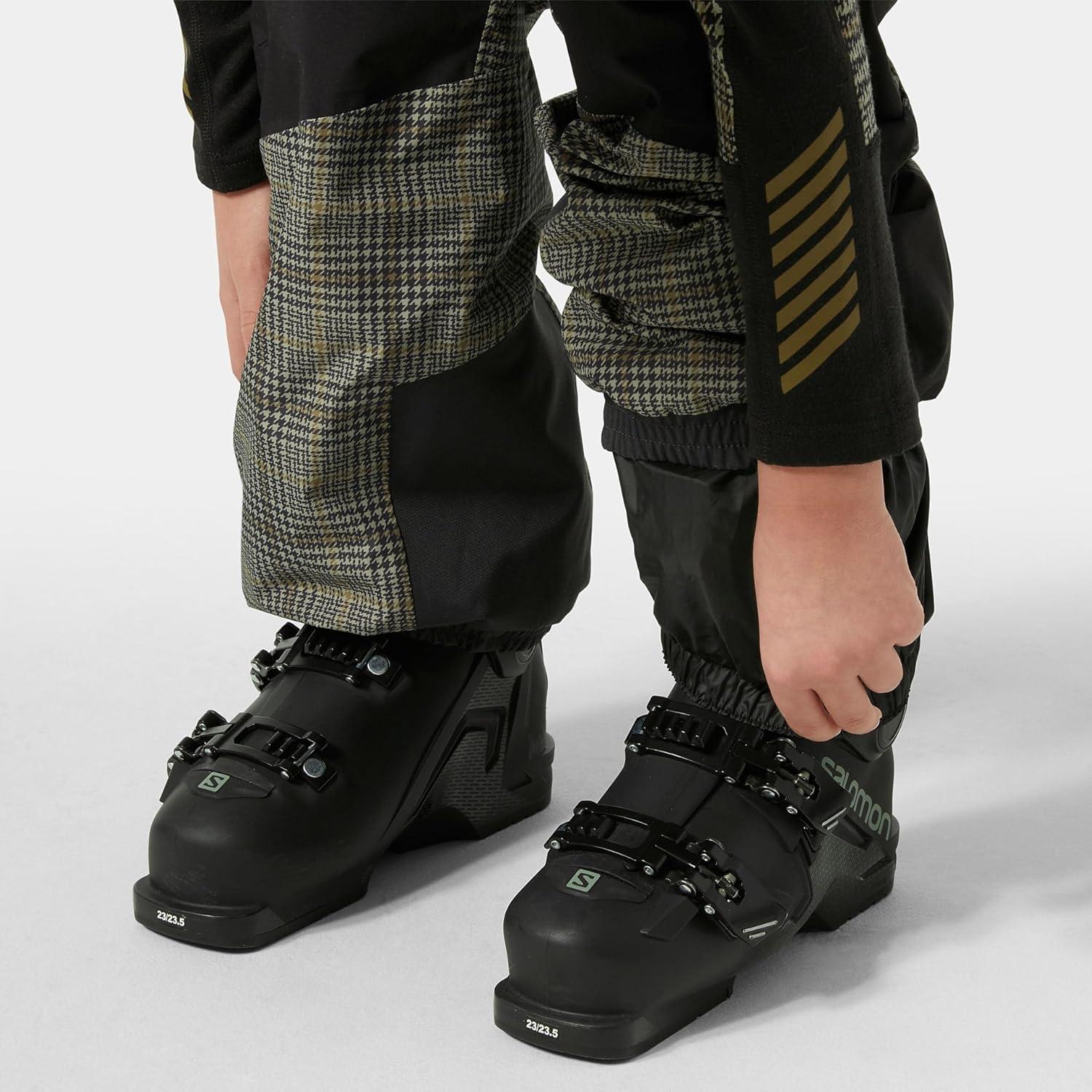 imageHellyHansen Junior Powder LT Pant Unisex Snow Wear Waterproof Breathable Insulated Ski Pants718 Sepia Broxburn Aop