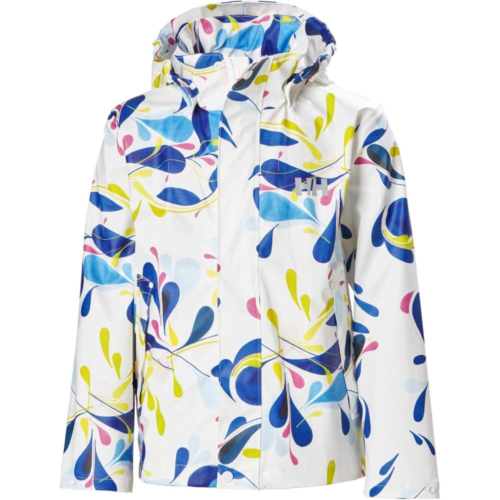 imageHellyHansen Junior Moss Jacket Unisex Coat with HELOX YKK Zipper Detachable Hood Adjustable Cuffs ampamp Hem Hand Pockets049 Sling White Print