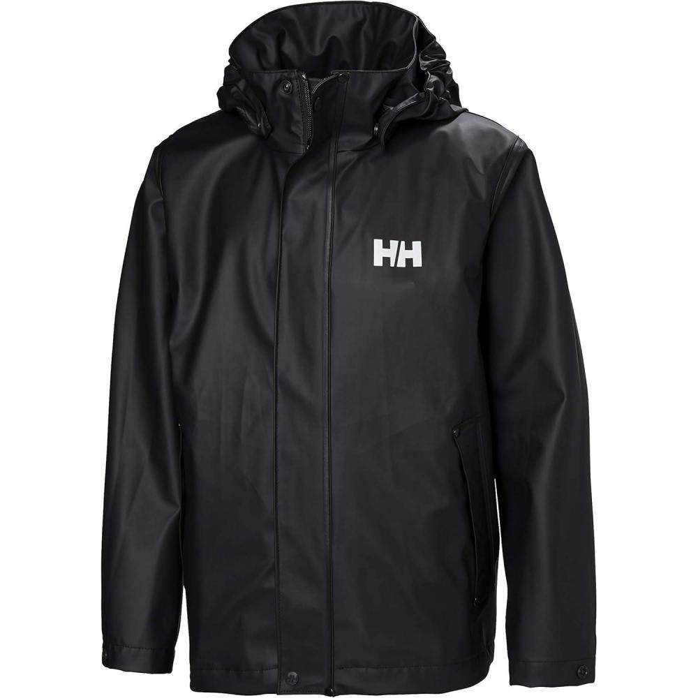 imageHellyHansen Junior Moss Jacket Unisex Coat with HELOX YKK Zipper Detachable Hood Adjustable Cuffs ampamp Hem Hand Pockets990 Black