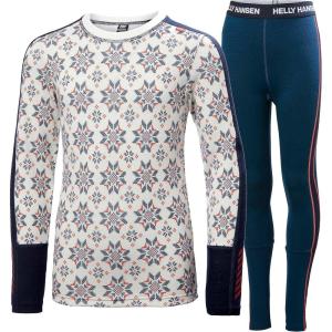 Helly-Hansen Graphic Lifa Merino Set Junior Unisex Merino Base Layer Set For Outdoor Comfort And Warmth(597 Navy)