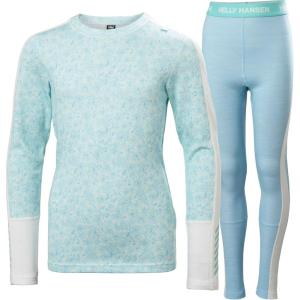 Helly-Hansen Graphic Lifa Merino Set Junior Unisex Merino Base Layer Set For Outdoor Comfort And Warmth(607 Light Cyan Aop)