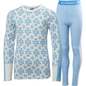 Helly-Hansen Graphic Lifa Merino Set Junior Unisex Merino Base Layer Set For Outdoor Comfort And Warmth(627 Bright Blue)