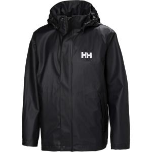 Helly-Hansen Junior Moss Jacket – Unisex Coat with HELOX, YKK Zipper, Detachable Hood, Adjustable Cuffs & Hem, Hand Pockets(990 Black)