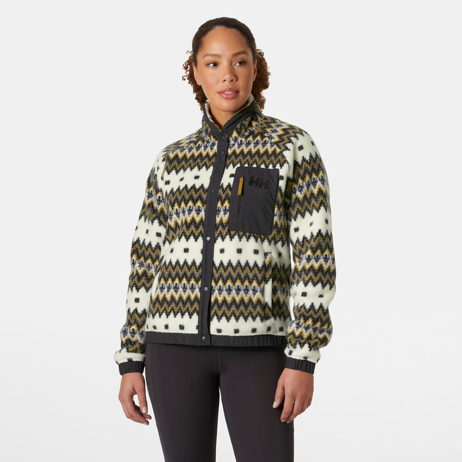 imageHellyHansen Imperial Printed Pile Snap Womens Jacket Stylish ampamp Warm Outerwear Jackets for Winter Adventures047 Snow Nordic Knit