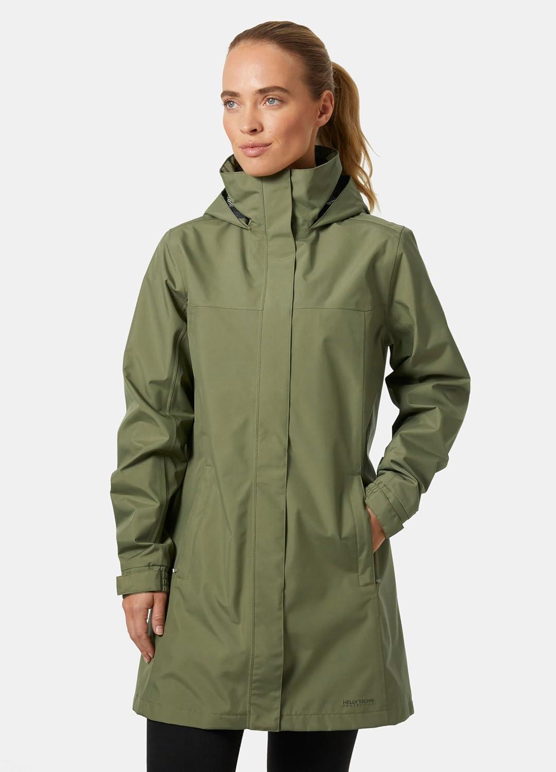 imageHellyHansen Womens Aden Waterproof Breathable Hooded Long Rain Jacket421 Lav Green