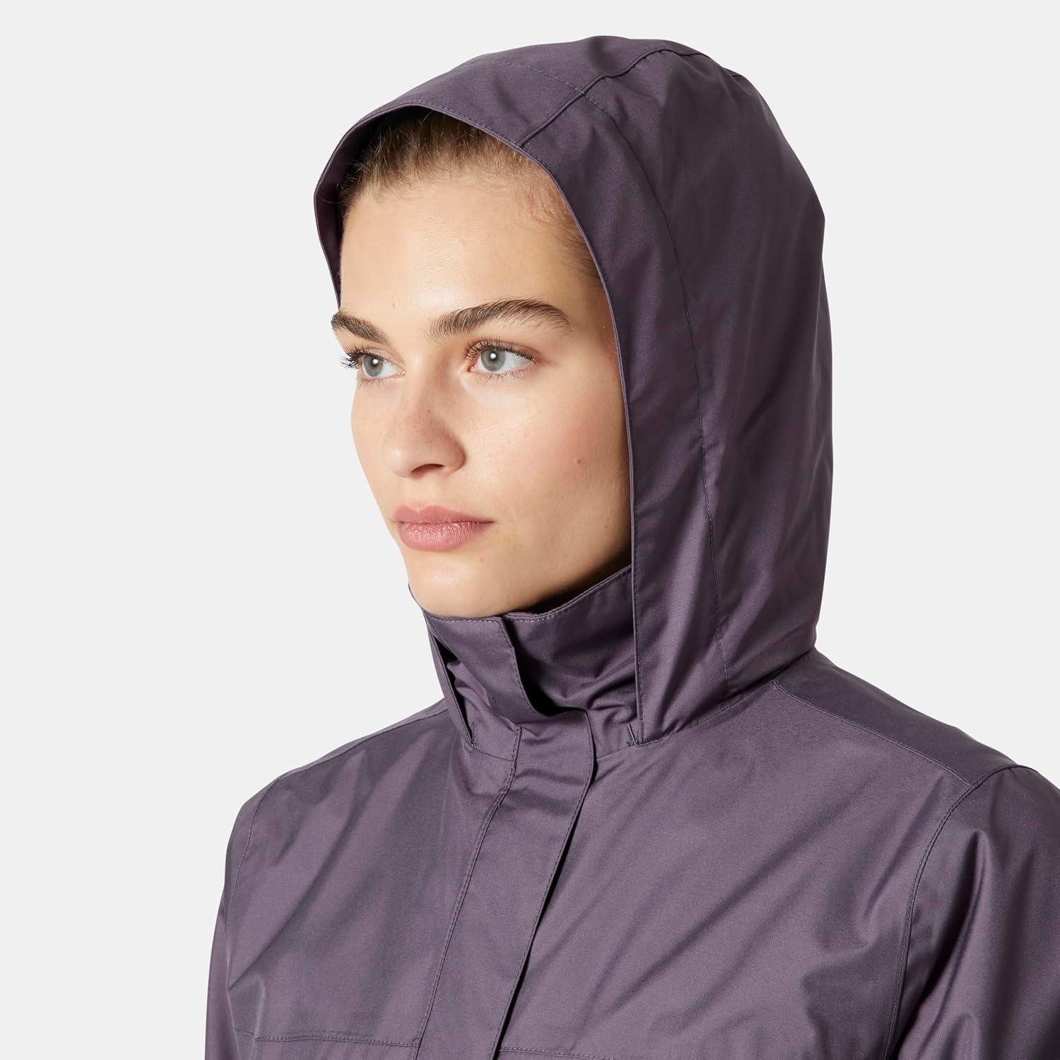 imageHellyHansen Womens Aden Waterproof Breathable Hooded Long Rain Jacket654 Smoked Purple