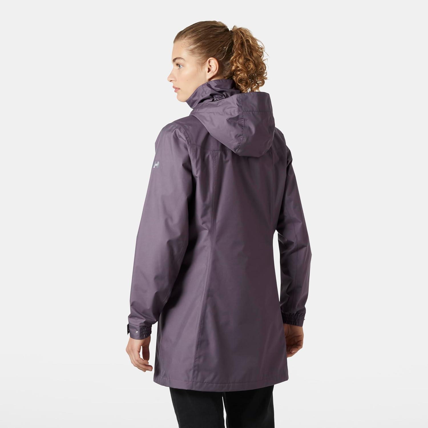 imageHellyHansen Womens Aden Waterproof Breathable Hooded Long Rain Jacket654 Smoked Purple