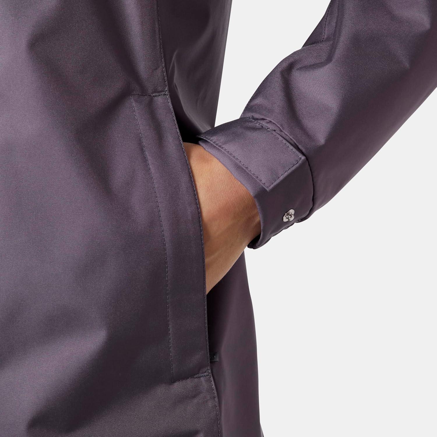 imageHellyHansen Womens Aden Waterproof Breathable Hooded Long Rain Jacket654 Smoked Purple