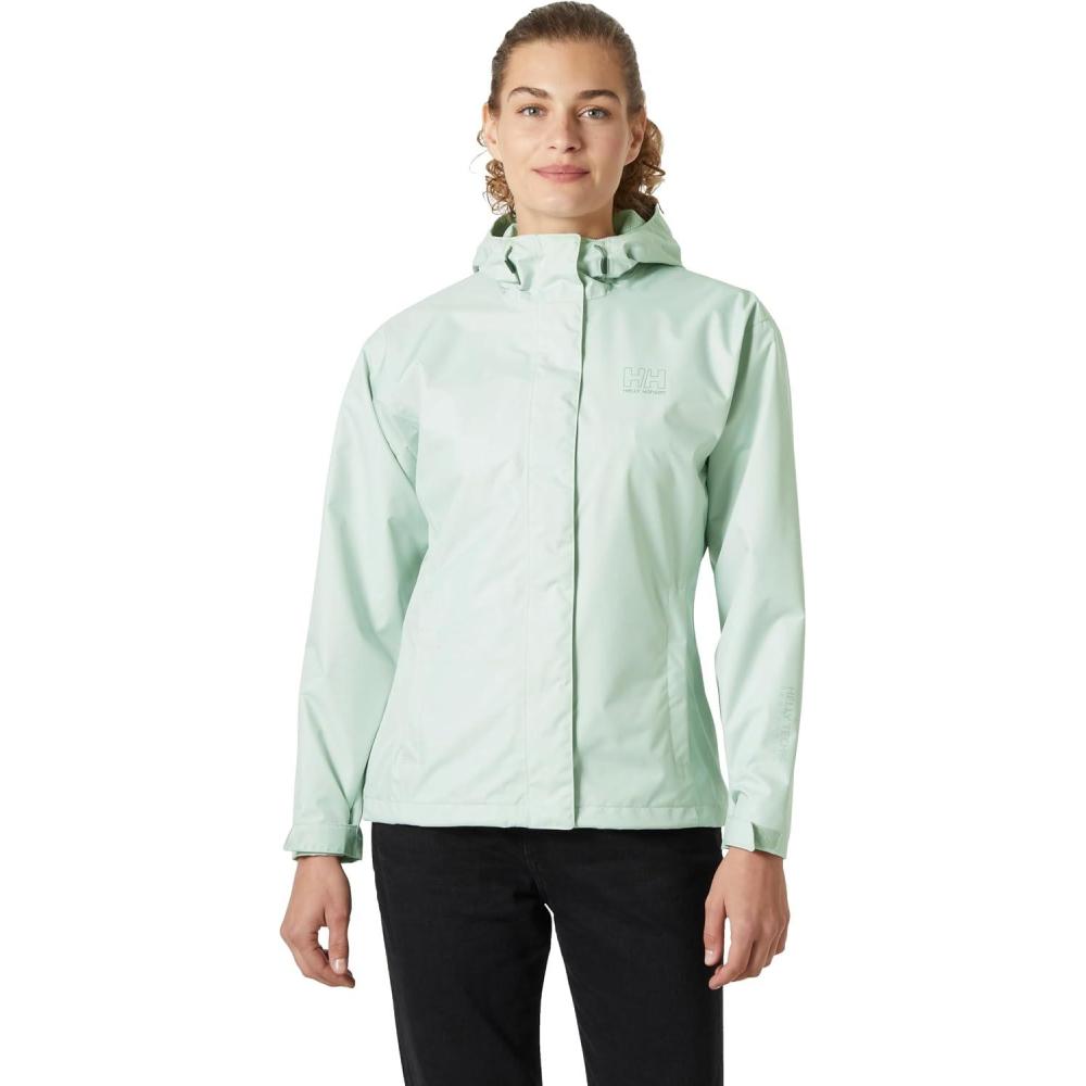 imageHelly Hansen Womens Seven J Waterproof Windproof and Breathable Rain Jacket with Hood462 Green Mist