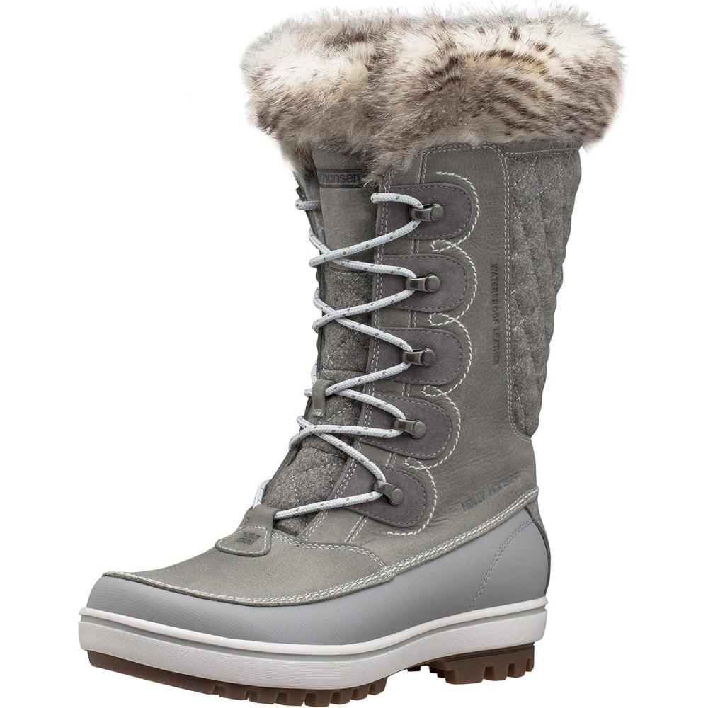 imageHellyHansen Garibaldi VL Insulated Winter Boots for Women  Waterproof Nubuck Leather Faux Fur Lined Eco Ortholite Comfort Footbed MaxGrip Outsole930 Light GreyAlloyNimbus Cloud