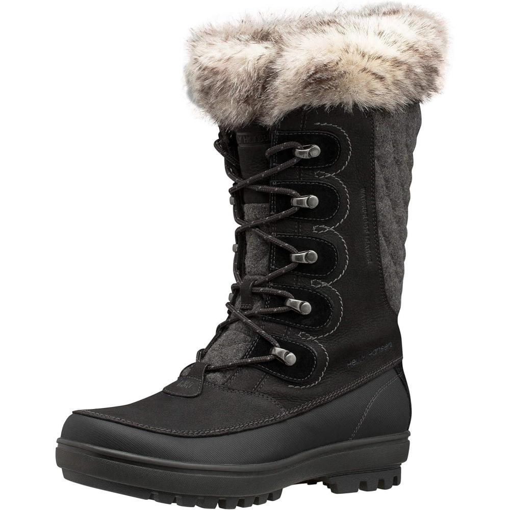 imageHellyHansen Garibaldi VL Insulated Winter Boots for Women  Waterproof Nubuck Leather Faux Fur Lined Eco Ortholite Comfort Footbed MaxGrip Outsole991 Jet BlackJet BlackCharcoal