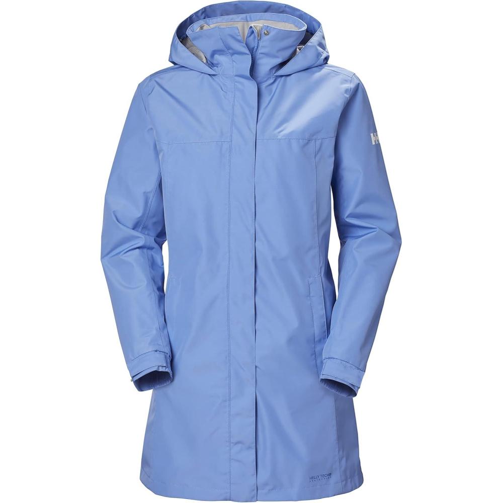 imageHellyHansen Womens Aden Waterproof Breathable Hooded Long Rain Jacket619 Skagen Blue