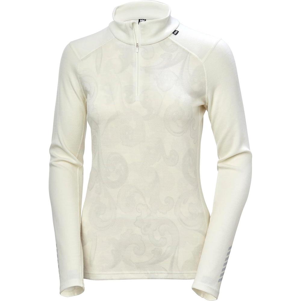 imageHellyHansen Womens LIFA Merino Midweight Graphic 12 Zip Base Layer Shirt012 Off White Rosemaling