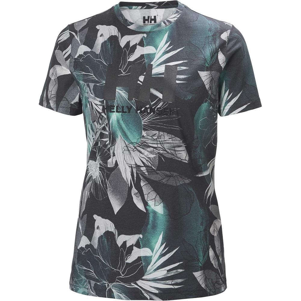 imageHellyHansen Womens Standard Hh Logo Tshirt436 Midnight Green Esra Print