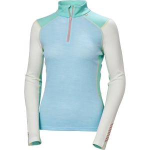 Helly-Hansen LIFA Merino Midweight Half Zip Base Layer Top – Women’s Performance for Outdoor Adventures, Hiking & Travel(607 Light Cyan)