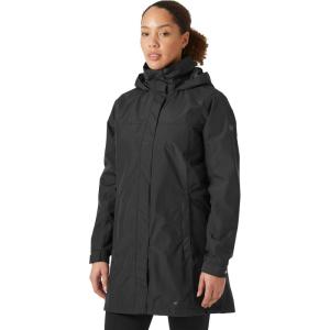 Helly-Hansen Womens Aden Waterproof Breathable Hooded Long Rain Jacket(Black)