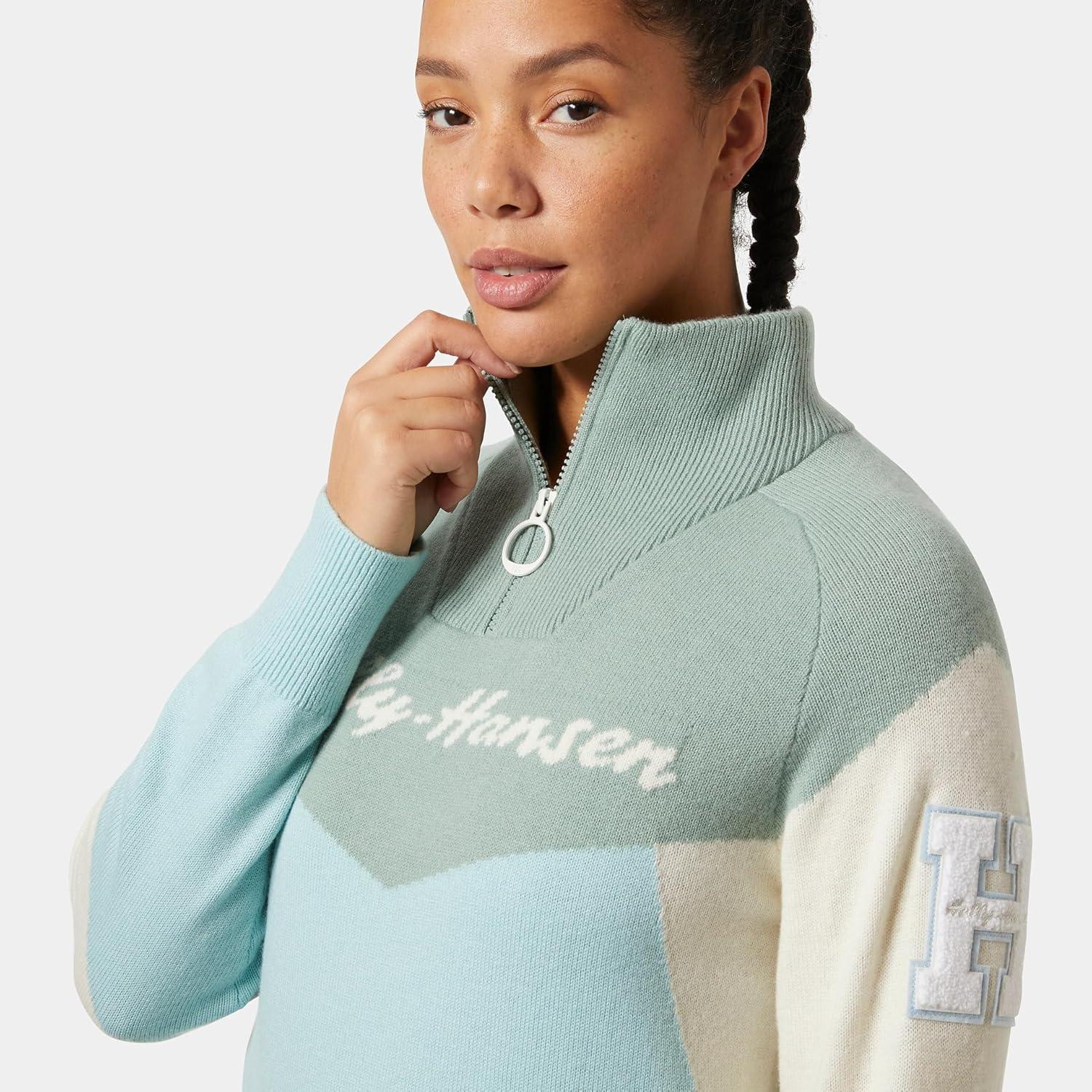 imageHellyHansen Apres Knitted Sweater Womens Midweight Merino Wool Pullover Perfect for Skiing ampamp Resort Relaxation537 Barely Blue