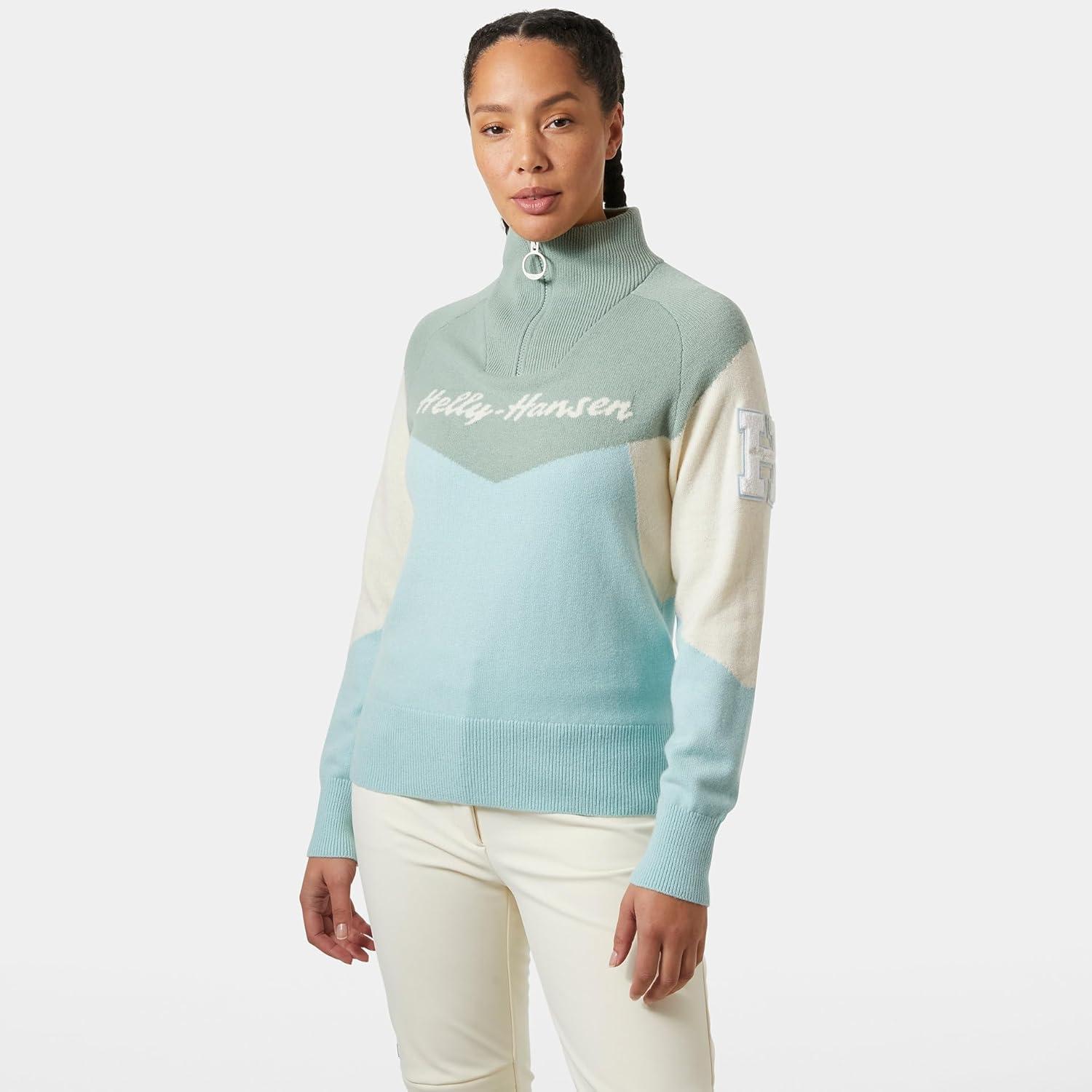 imageHellyHansen Apres Knitted Sweater Womens Midweight Merino Wool Pullover Perfect for Skiing ampamp Resort Relaxation537 Barely Blue