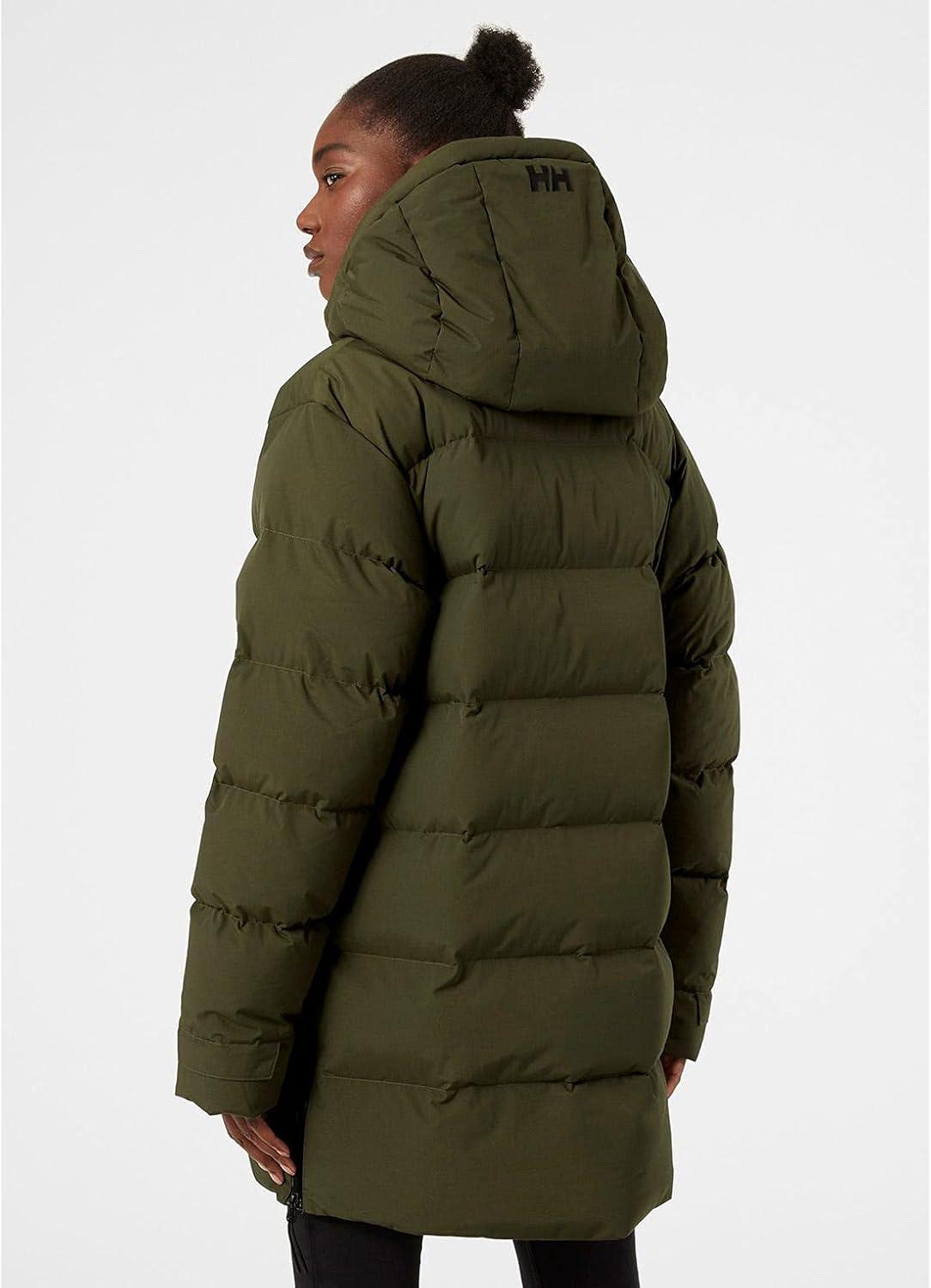 imageHellyHansen Aspire Puffy Parka Womens Winter Coat Puffer Jacket Insulated Water Resistant Long Warm Hooded Synthetic Down431 Utility Green