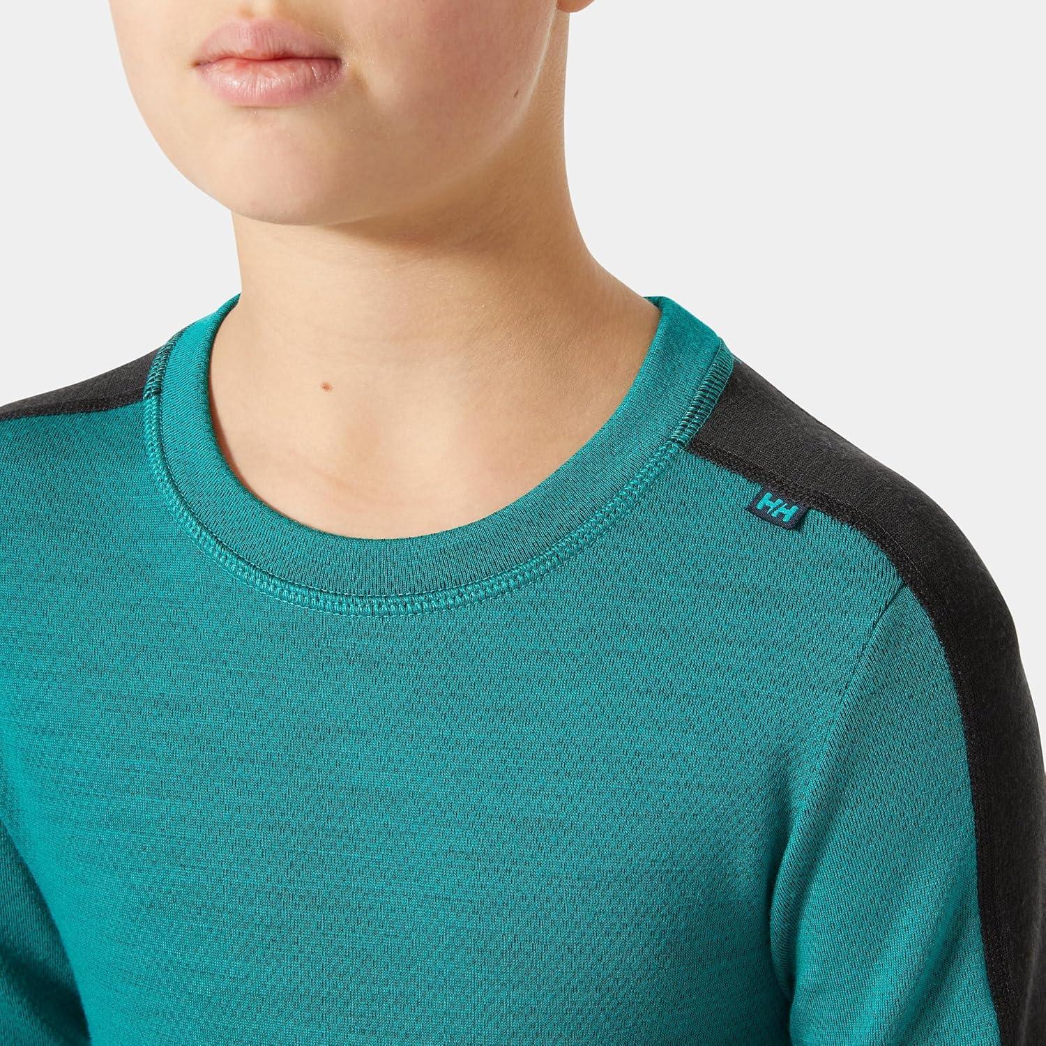 imageHellyHansen Jr Lifa Merino Midweight Set Kids Base Layer Thermal Underwear MoistureWicking Merino Wool Winter Ski466 Signal Green