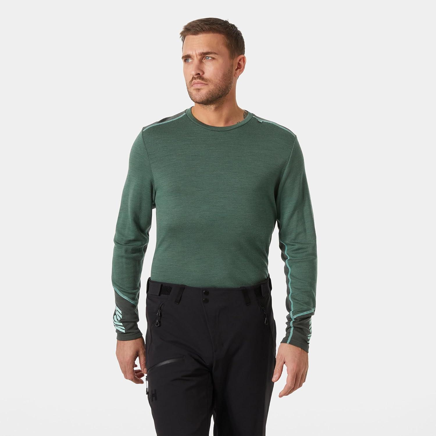 imageHellyHansen LIFA Merino Midweight Crew Base Layer for Men Warm ampamp Breathable Ideal for Winter Sports ampamp Outdoor Activities390 Jungle Green