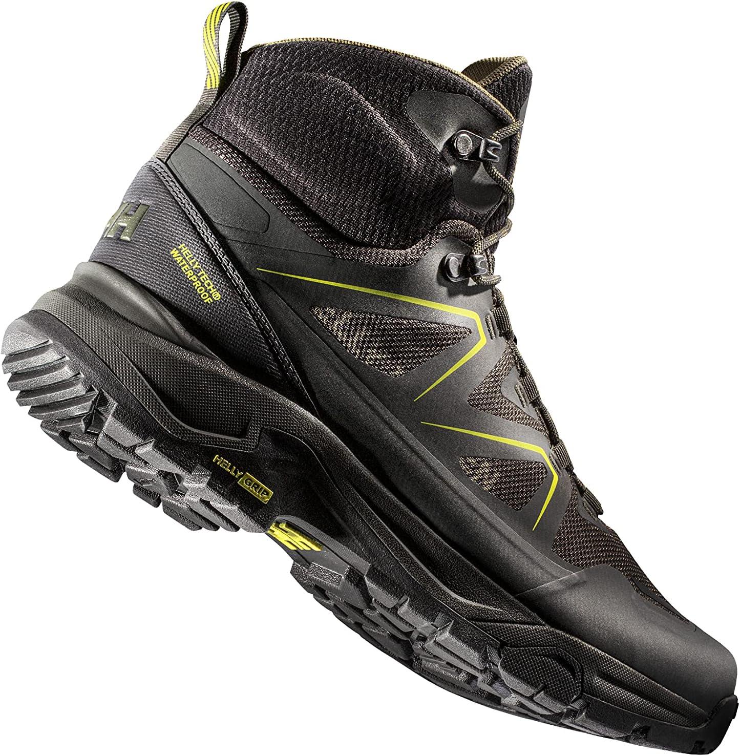 imageHellyHansen Mens Cascade Mid Helly Tech Waterproof Breathable Lightweight Hiking Boots431 Utility GreenBelugaBlack