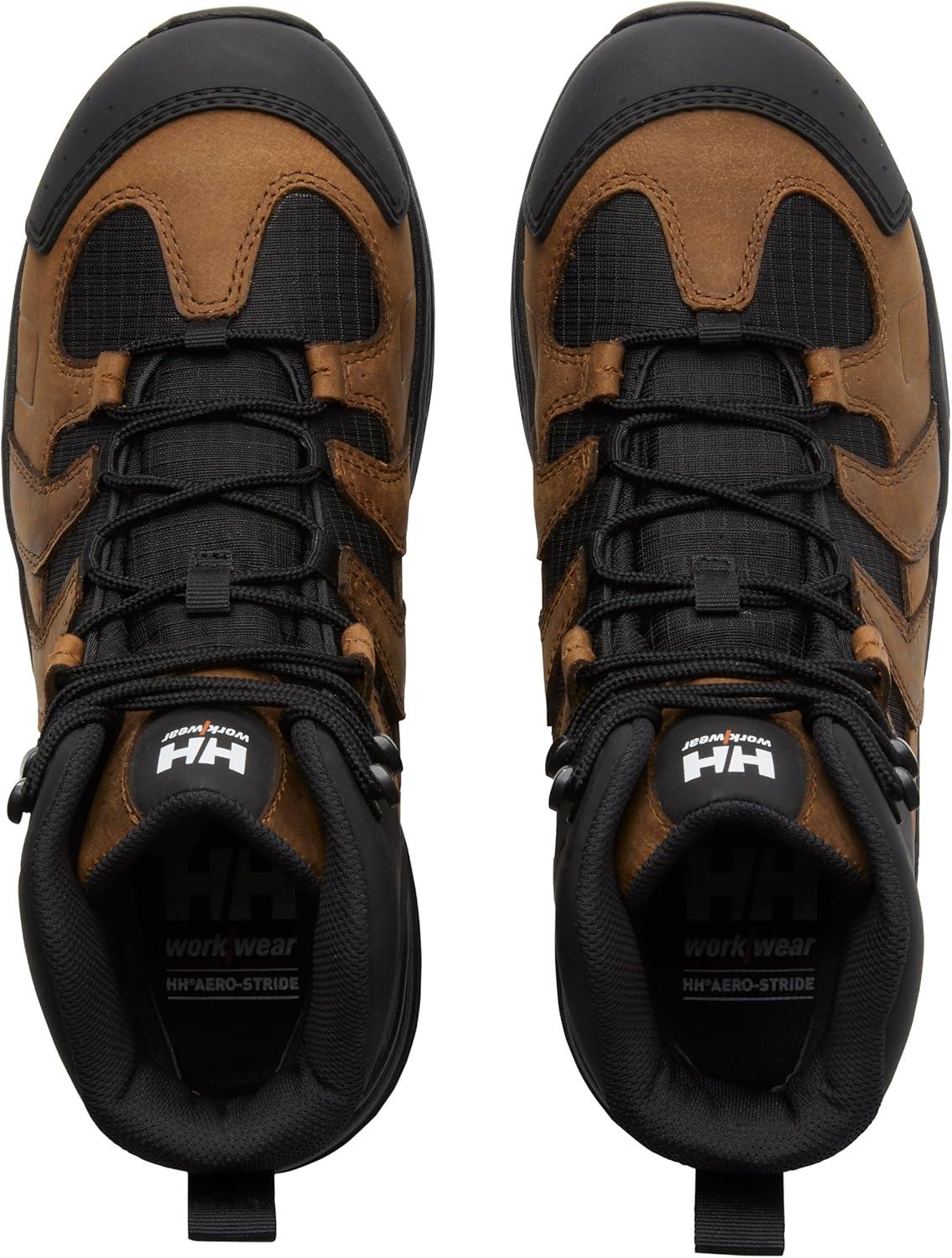 imageHellyHansen Oslo Hiker Mid Aluminum Toe Work Boots Light Leather Ripstop Work Shoes SlipResistant Safety Boots780 Dark Brown