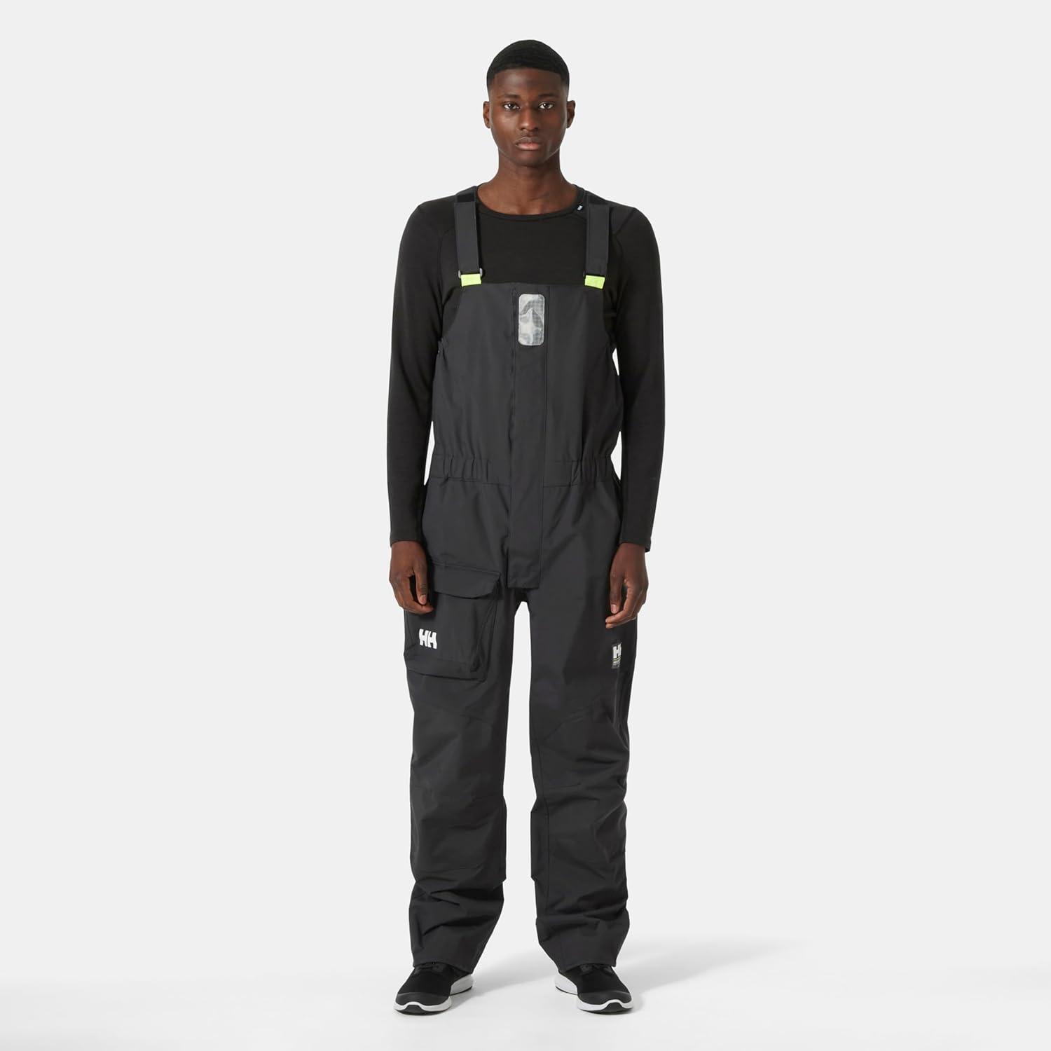 imageHellyHansen Sailing Bib Overalls Windproof with Reinforced Knees Fishing Bib QuickDry Rain Overalls980 Ebony 30