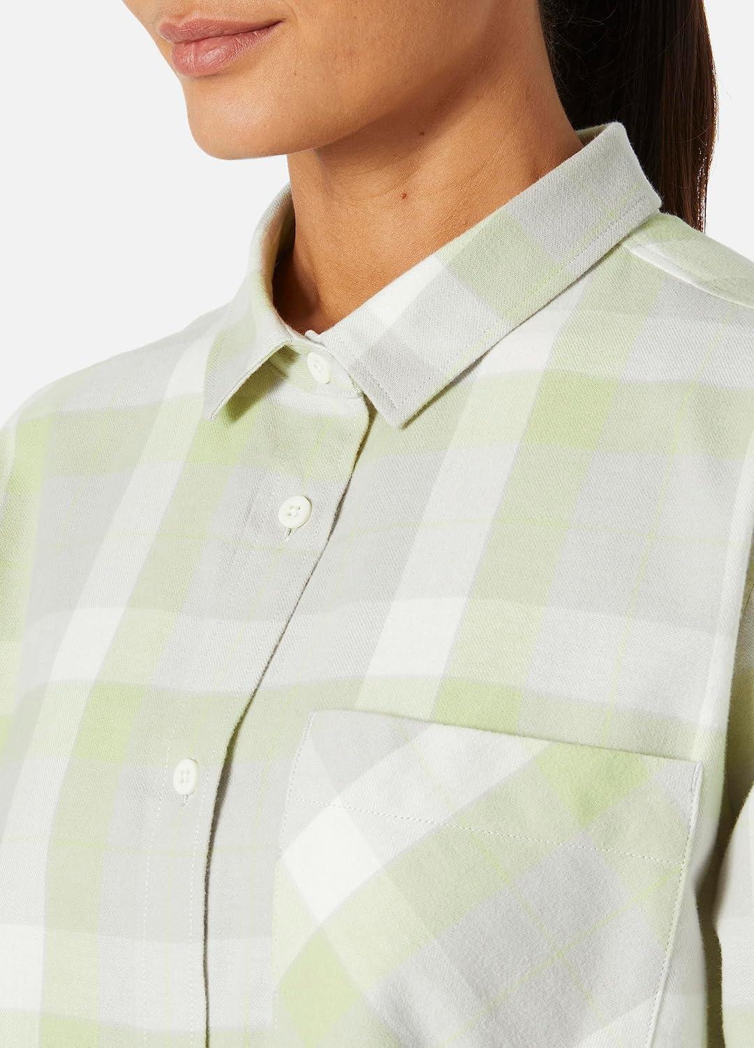 imageHellyHansen W Lokka Flannel LS Shirt Womens Longsleeve Soft ampamp Durable Ideal for Outdoor Adventures ampamp Casual Wear498 Iced Matcha Box Stripe Pla