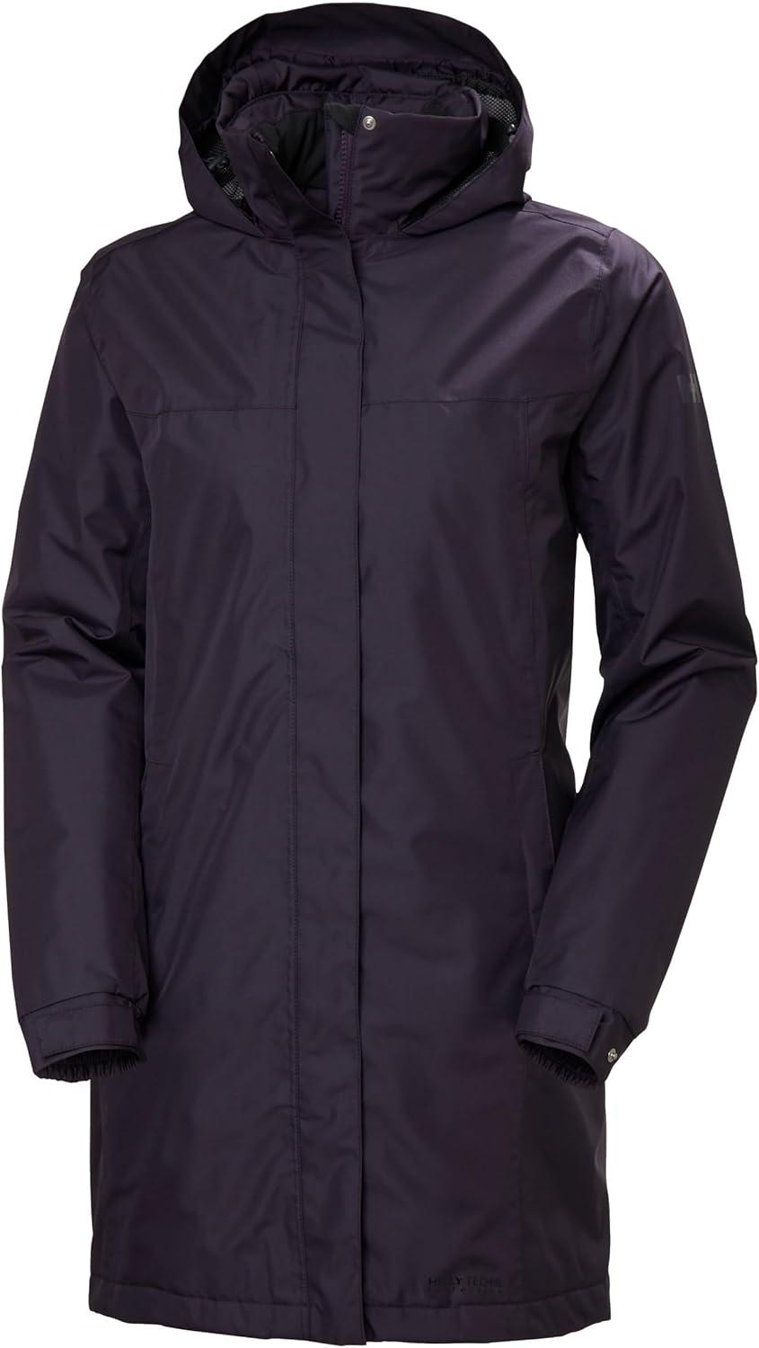 imageHellyHansen Womens Aden Insulated Waterproof Windproof Breathable Long Length Packable Hood Rain Coat Jacket660 Black Grape