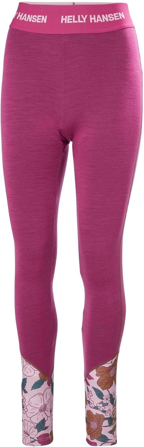 imageHellyHansen Womens LIFA Merino Midweight Graphic Base Layer Pants663 Magenta 20 Floral Aop