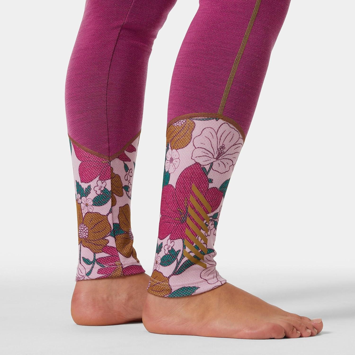 imageHellyHansen Womens LIFA Merino Midweight Graphic Base Layer Pants663 Magenta 20 Floral Aop