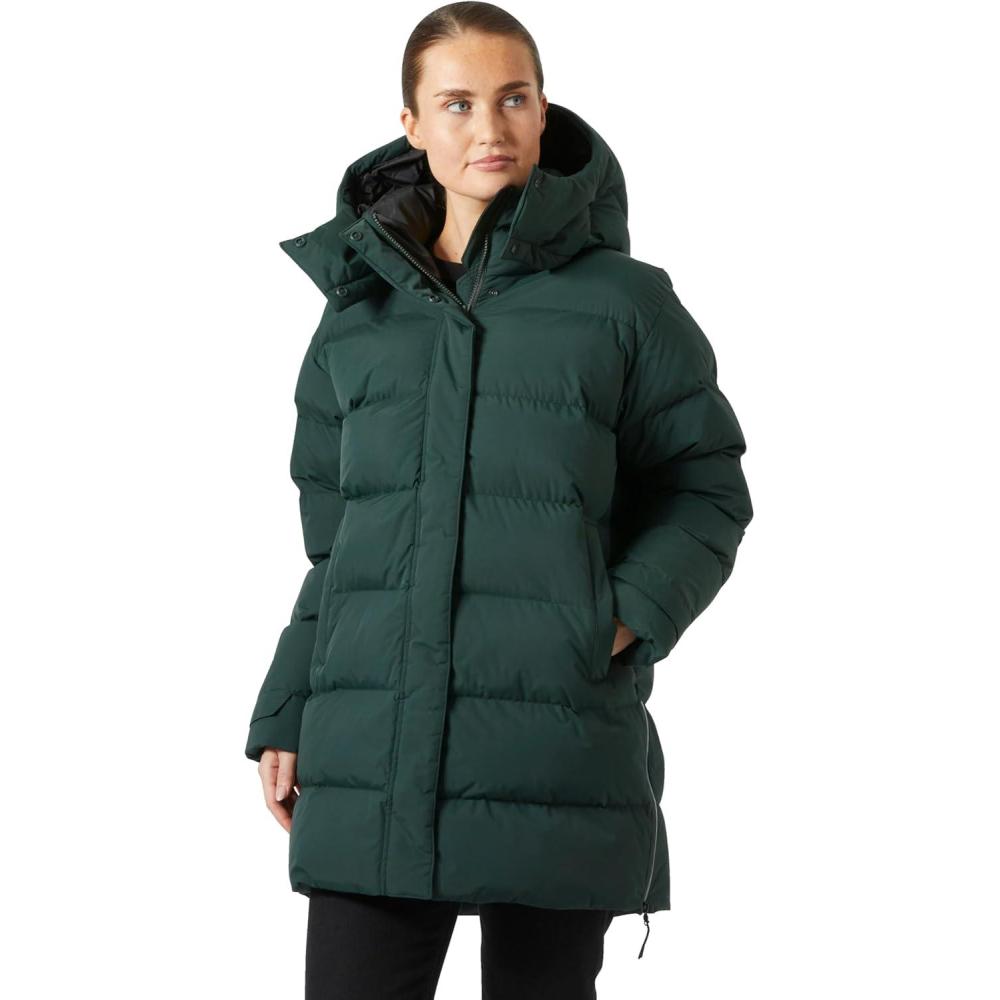 imageHellyHansen Aspire Puffy Parka Womens Winter Coat Puffer Jacket Insulated Water Resistant Long Warm Hooded Synthetic Down418 Dark Jungle