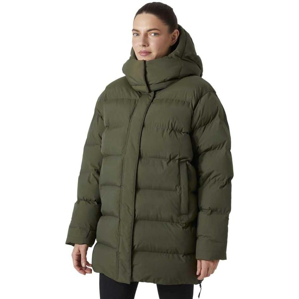 imageHellyHansen Aspire Puffy Parka Womens Winter Coat Puffer Jacket Insulated Water Resistant Long Warm Hooded Synthetic Down432 Utility Green