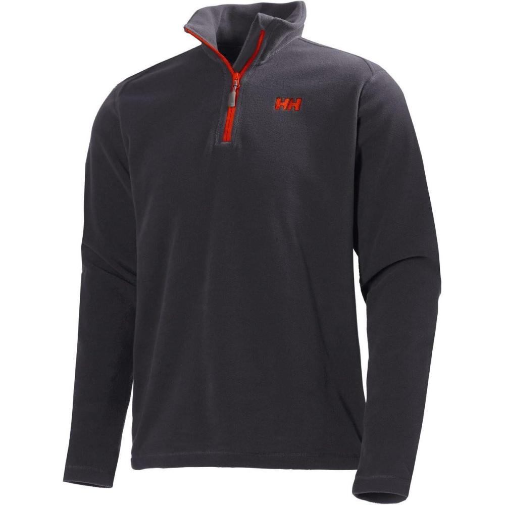 imageHellyHansen Daybreaker 12 Zip Fleece Mens Recycled FleeceOuterwearJackets Cozy HalfZip Pullover For All Seasons985 Ebony W Contrast Logo