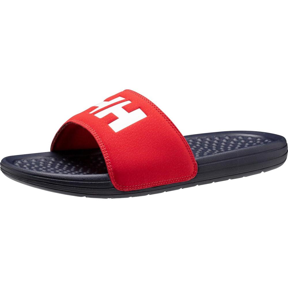 imageHellyHansen HH Slide Mens Casual Comfortable Sandals Lightweight Padded Strap Large Logo SlipOn Beach Pool Footwear597 NavyAlert Red