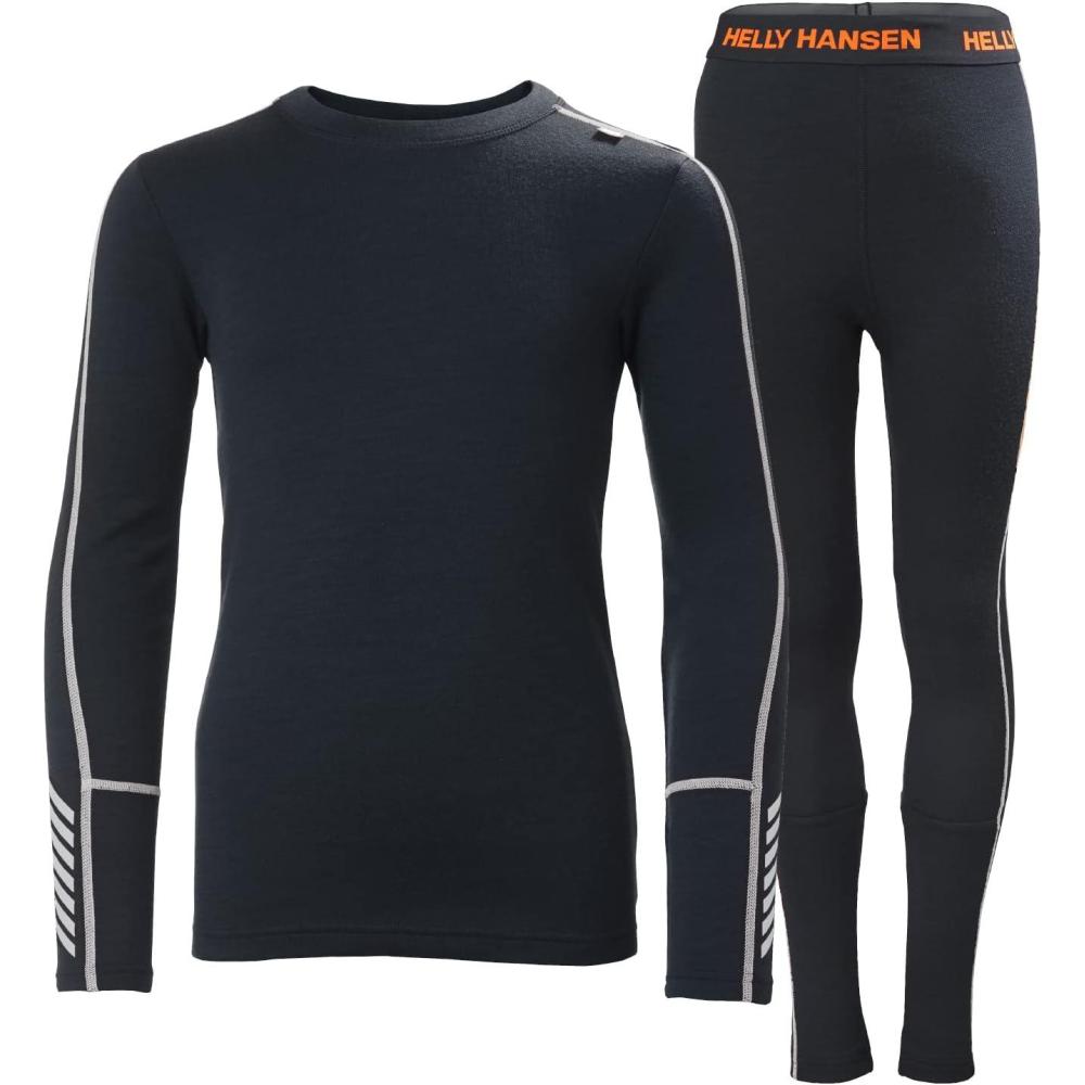 imageHellyHansen Jr Lifa Merino Midweight Set  Kids Base Layer Thermal Underwear MoistureWicking Merino Wool Winter Ski597 Navy