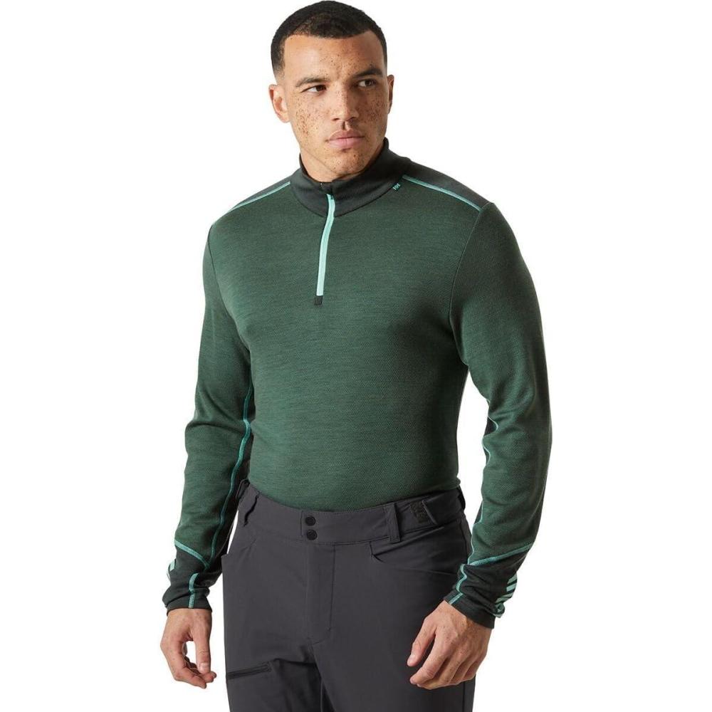 imageHellyHansen LIFA Merino Midweight HalfZip Base Layer for Men Performance Wicking InteriorGreen