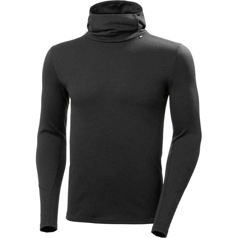 imageHellyHansen Lifa Merino Midweight Hoodie Mens Merino Wool Base Layer Thermal Top for Ski Snowboard Hiking Camping990 Black