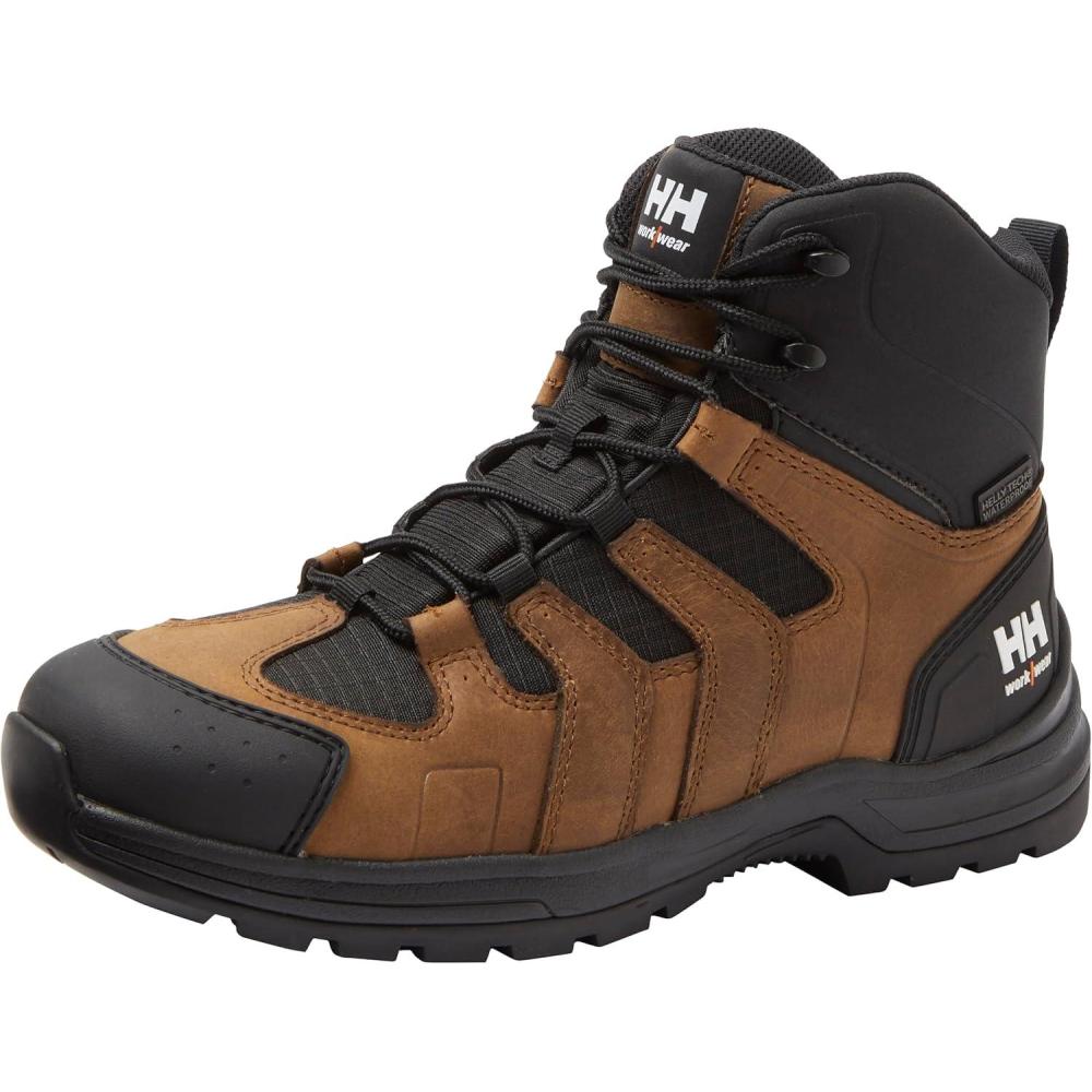 imageHellyHansen Oslo Hiker Mid Aluminum Toe Work Boots Light Leather Ripstop Work Shoes SlipResistant Safety Boots780 Dark Brown