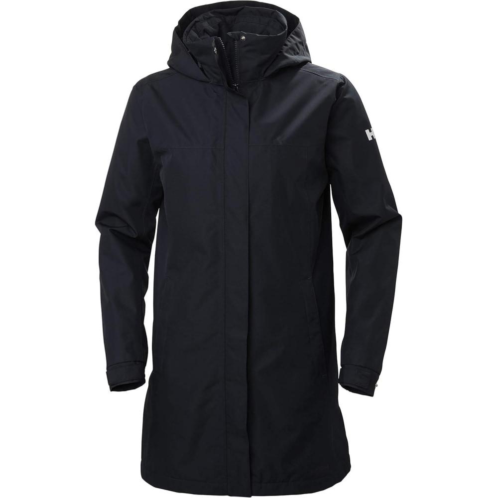 imageHellyHansen Womens Aden Insulated Waterproof Windproof Breathable Long Length Packable Hood Rain Coat Jacket597 Navy